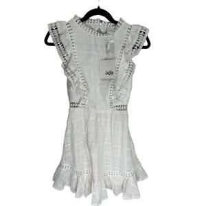 Selfie Leslie NWT Reign Ruffle Lace Up Back Boho White Dress
